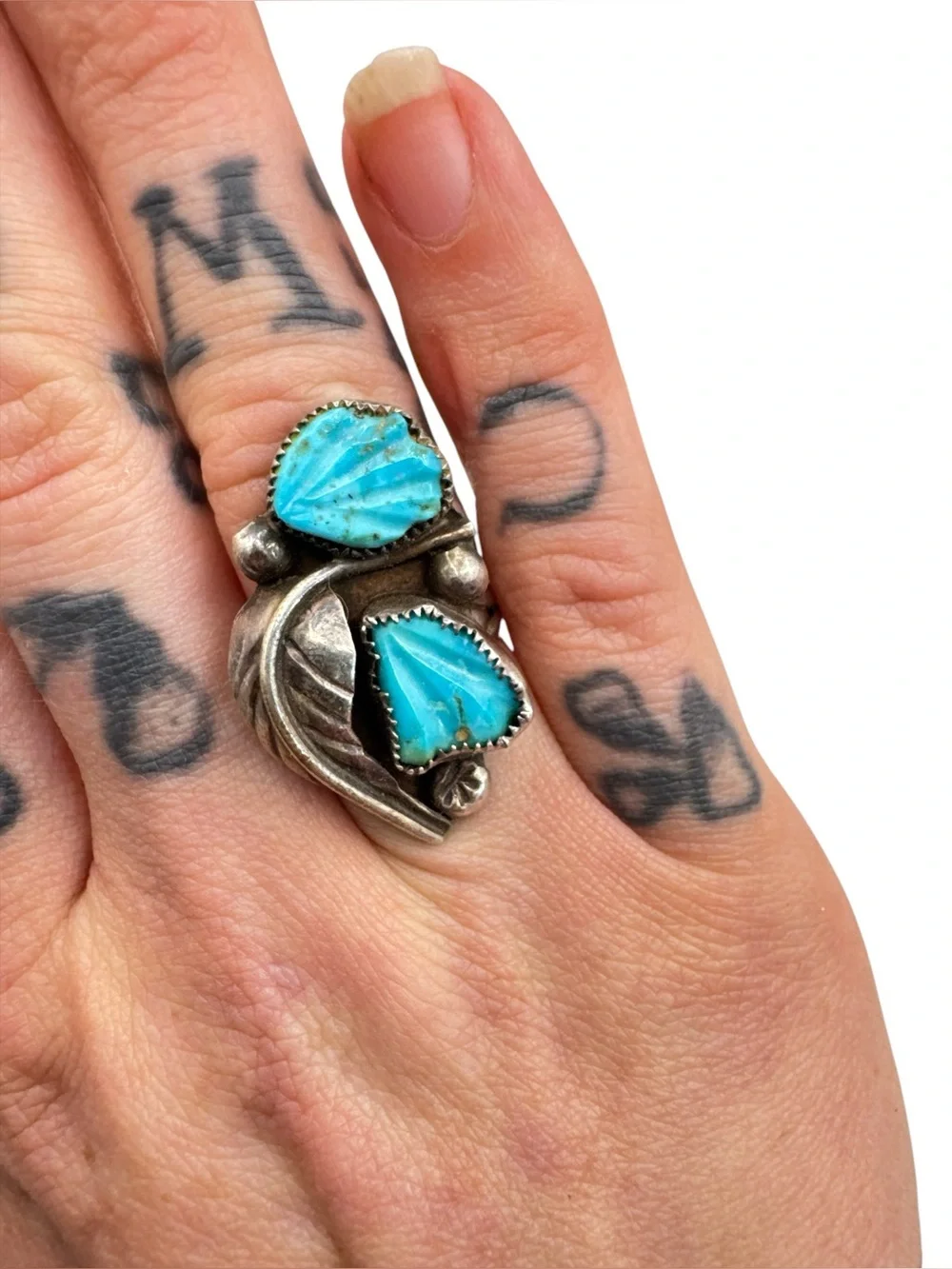 Vintage Sterling Silver Zuni Nelson Eustace Cochiti Turquoise Fetish Ring 6